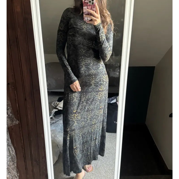 Ulla Johnson Leopard Long Sleeve Gown SMALL Jersey Maxi Dress Slinky Aline $500 - Picture 7 of 14